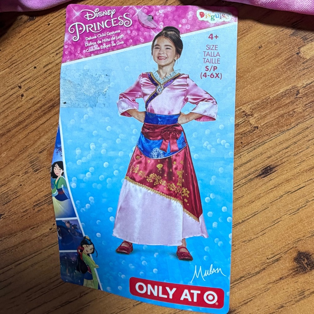 Disney Princess Mulan Deluxe Costume Disguise Girls Small 4-6X Pink Purple Blue